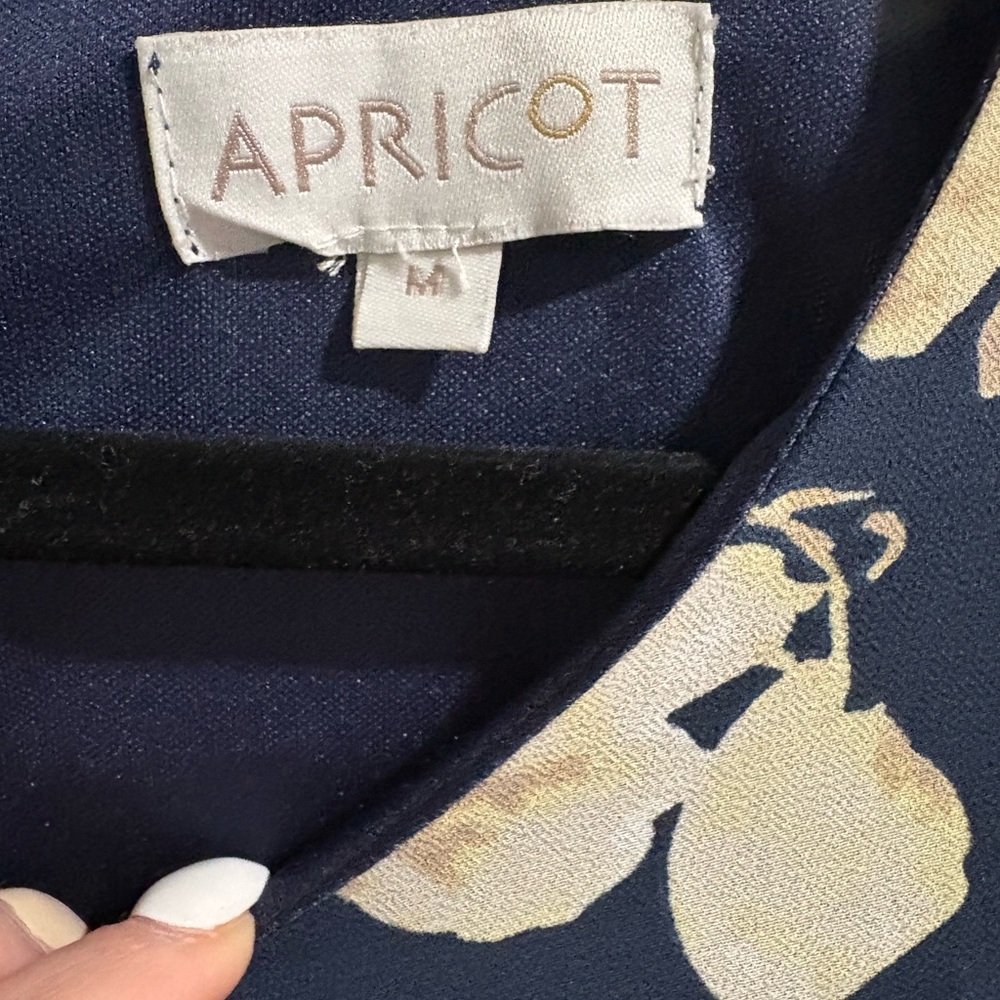 Apricot Navy Blue Floral Long Sleeve Dress- Size Medium‎ - Picture 3 of 5